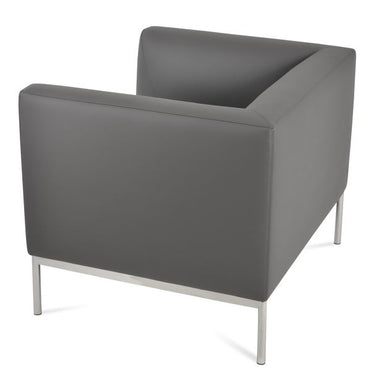 Laguna upholstered armchair grey PPM leatherette stainless steel base contemporary accent chair