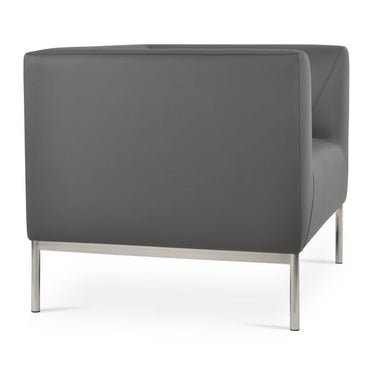 Soho Concept Laguna armchair grey PPM finish with steel base for office and hospitality seating