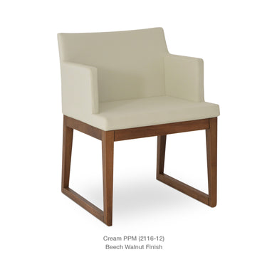 Soho Sled Wood Leather Armchair by SohoConcept - New