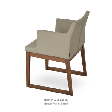 Soho Sled Wood Leather Armchair by SohoConcept - New