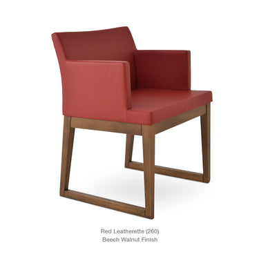 Soho Sled Wood Leather Armchair by SohoConcept - New