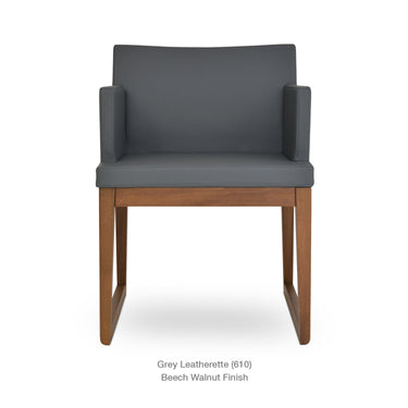 Soho Sled Wood Leather Armchair by SohoConcept - New