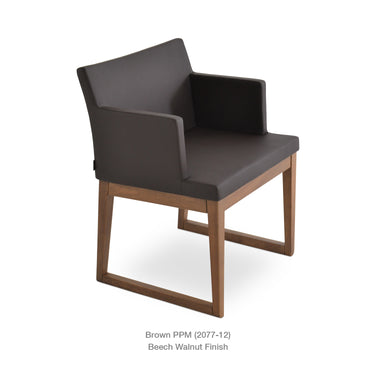 Soho Sled Wood Leather Armchair by SohoConcept - New
