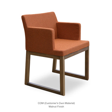 Soho Sled Wood Leather Armchair by SohoConcept - New