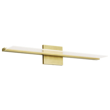 Modern 24-inch LED light fixture for commercial restrooms and spa interiors, brass finish