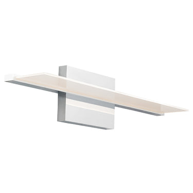 Edge-lit LED vanity light bar for powder room or commercial restroom