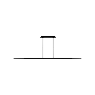 Nightshade Black 84 inch LED linear suspension light with modern offset frame and warm ambient glow