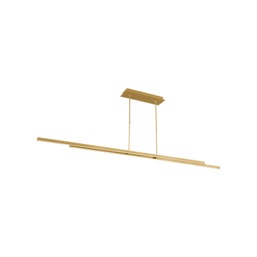 84 inch brass LED suspension light by Visual Comfort in a modern kitchen setting