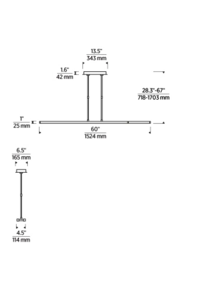 Linear Suspension Lighting - Dimensions