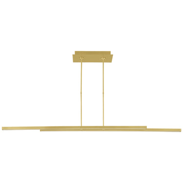 Visual Comfort Stagger double bar LED pendant in polished natural brass