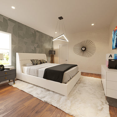 ET2 Stealth angular frame pendant in a bedroom