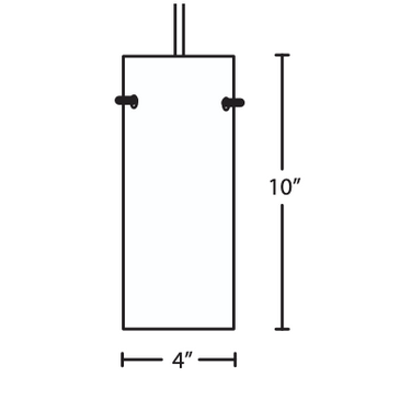 Line drawing of Besa Stilo 10 pendant light showing dimensions, glass shade proportions