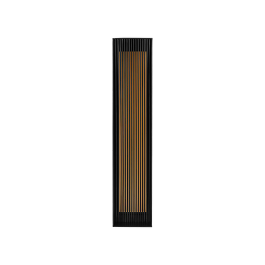 Visual Comfort Strum 21 wall lamp with warm 2700K LED light installed on exterior wall