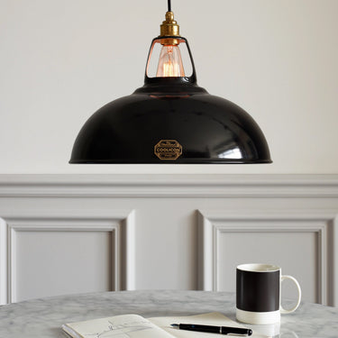 Coolicon Large 1933 Design Vitreous Enamel Pendant – Jet Black in a room, look 4
