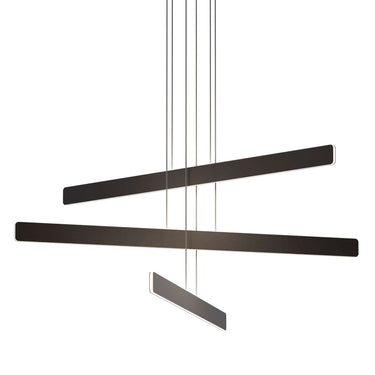 Modern black three-light LED pendant fixture with slim minimalist design