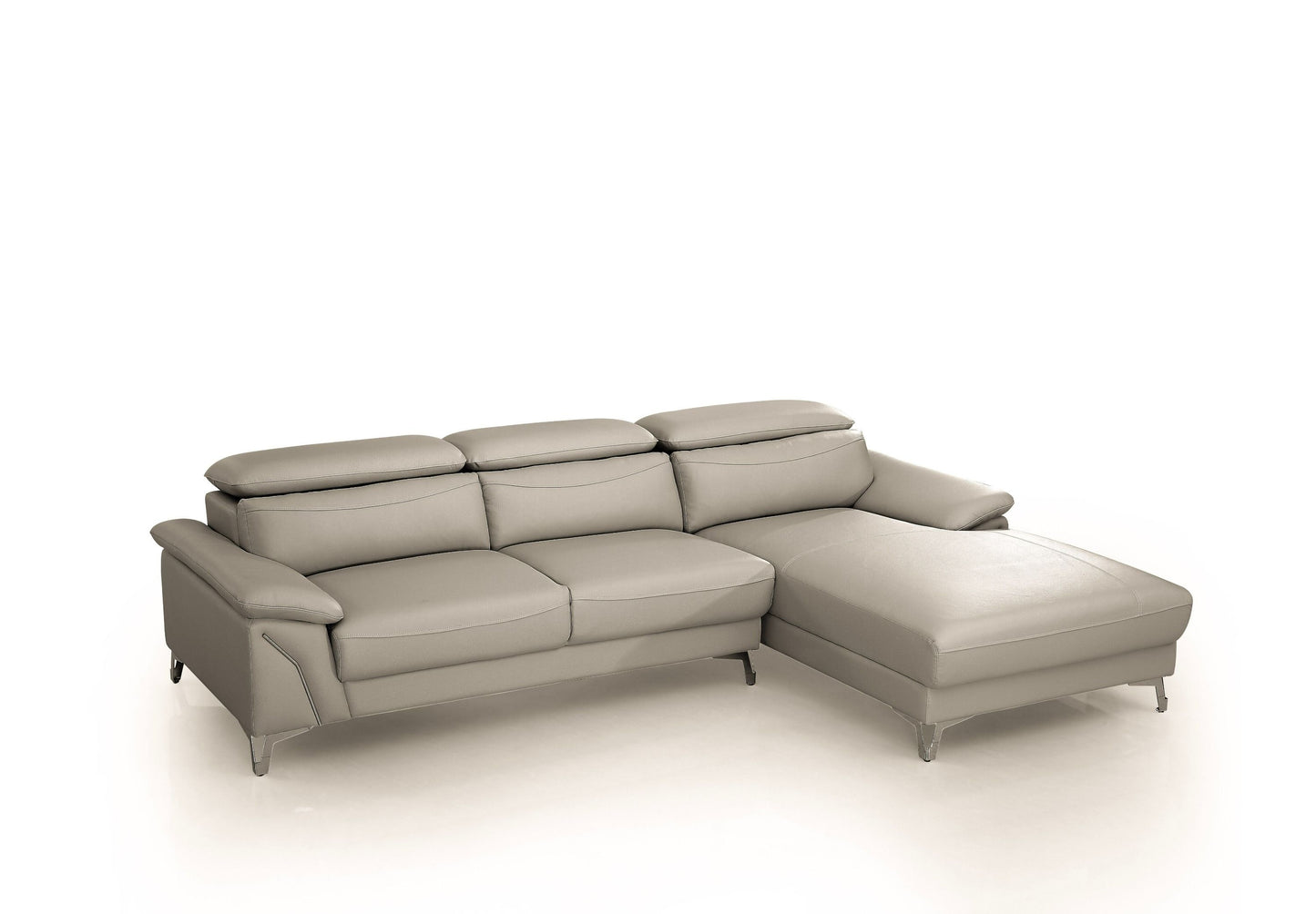 Divani Casa Sura Modern Light Grey Leather Sectional Sofa Right Facing 1