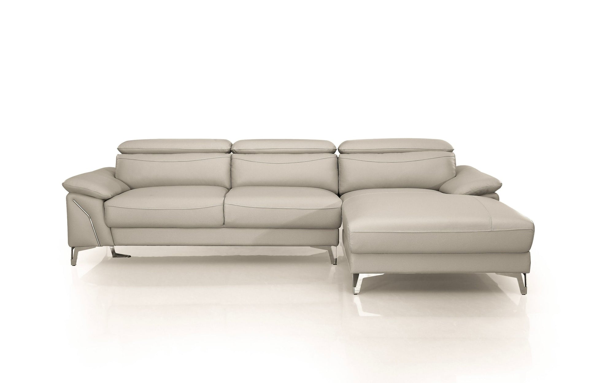 Divani Casa Sura Modern Light Grey Leather Sectional Sofa Right Facing 2