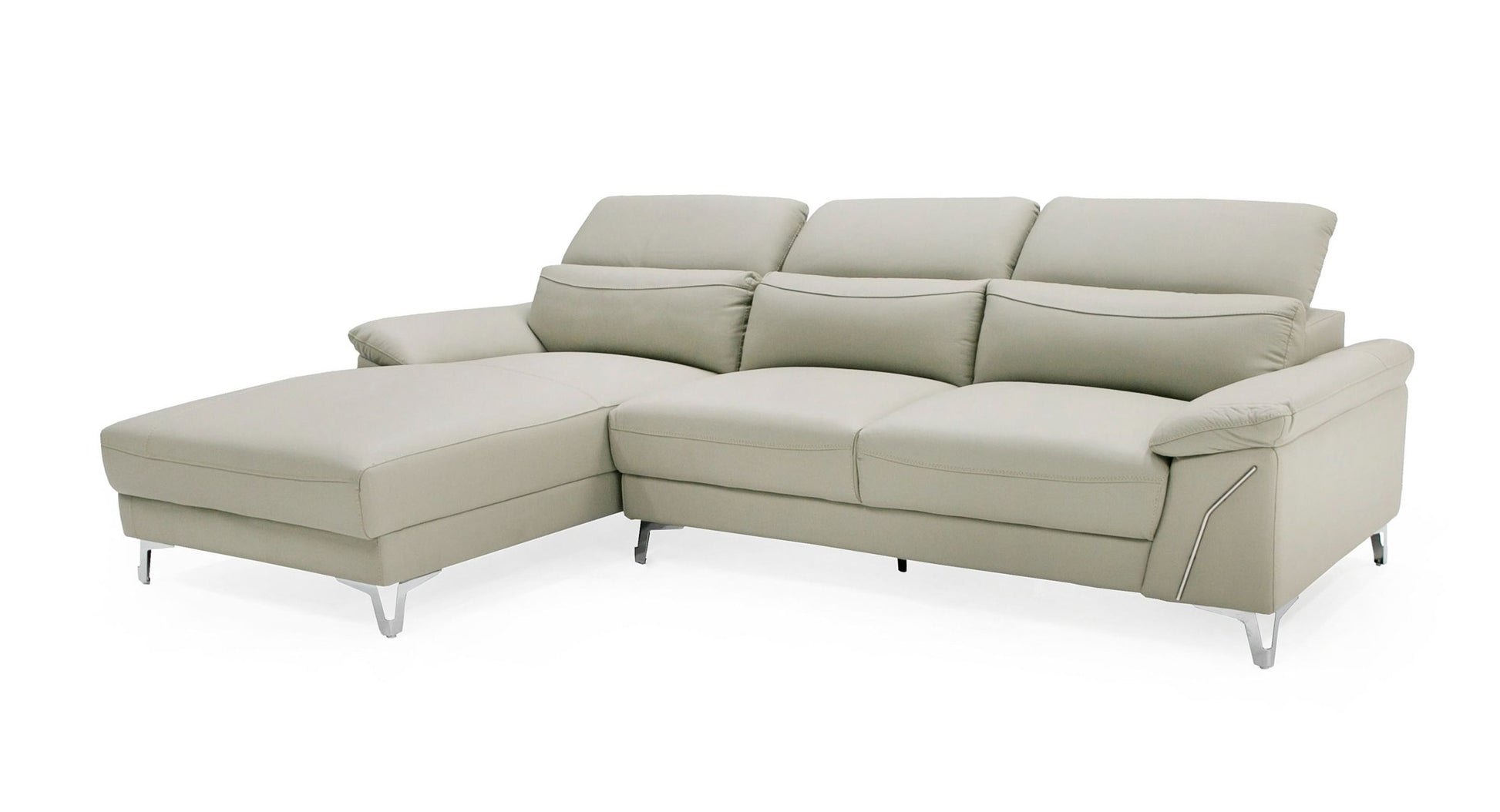 Divani Casa Sura Modern Light Grey Leather Sectional Sofa Left Facing 2