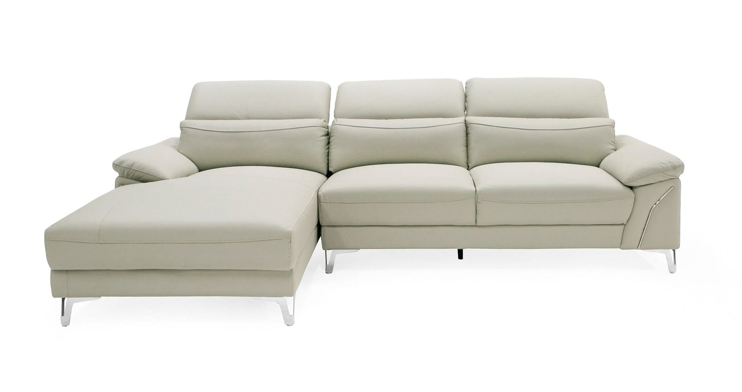 Divani Casa Sura Modern Light Grey Leather Sectional Sofa Left Facing 4