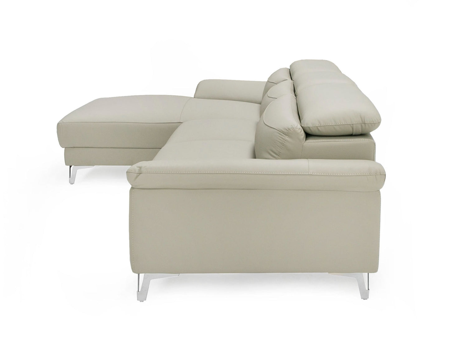 Divani Casa Sura Modern Light Grey Leather Sectional Sofa Left Facing 5