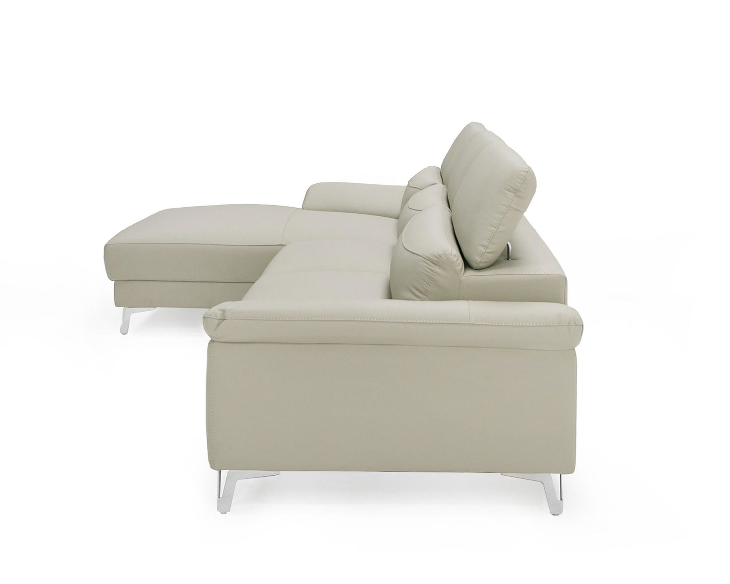 Divani Casa Sura Modern Light Grey Leather Sectional Sofa Left Facing 6