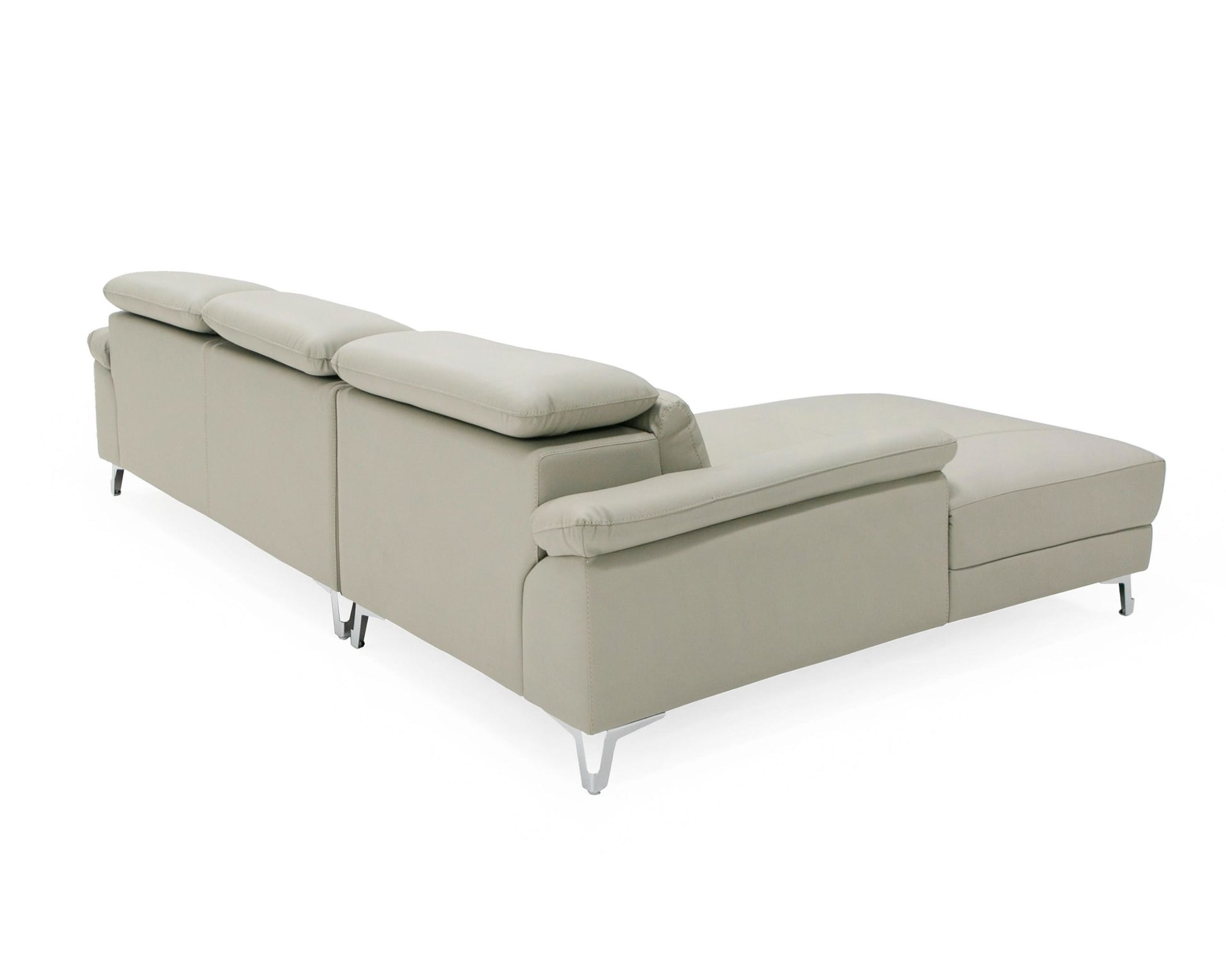 Divani Casa Sura Modern Light Grey Leather Sectional Sofa Left Facing 7