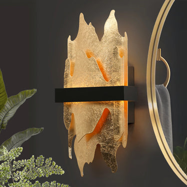 Synthienniser LED Wall Sconce - Black Finish with Gold Leaf Acrylic Shade