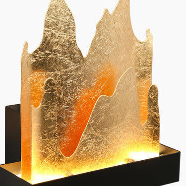 Synthienniser 1-Light Black/Gold Leaf LED Wall Lamp - Indoor & Outdoor