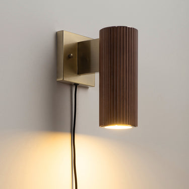 Nova of California Tambo Wall Sconce Dark Walnut Wood Weathered Brass