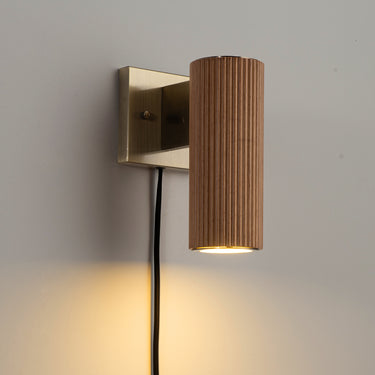 Nova of California Tambo Wall Sconce Natural Ash Wood Weathered Brass