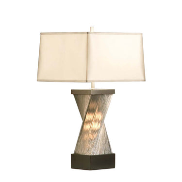 Nova of California Torque Accent Table Lamp 24 Espresso Wood Satin Nickel Hand Knotted Silvered Strings Linen Shade