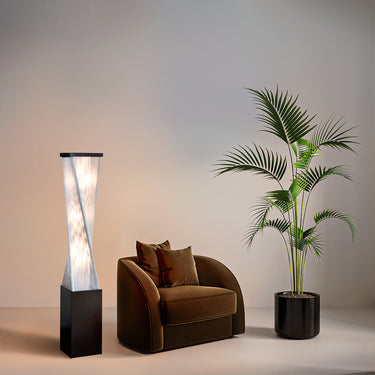 Nova of California Torque Accent Floor Lamp 54 Tall Base Espresso Wood Silver Strings