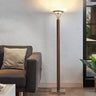 Nova of California Tambo Torchiere Floor Lamp Dark Walnut Wood Weathered Brass