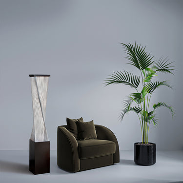 Nova of California Torque Accent Floor Lamp 54 Tall Base Espresso Wood Silver Strings