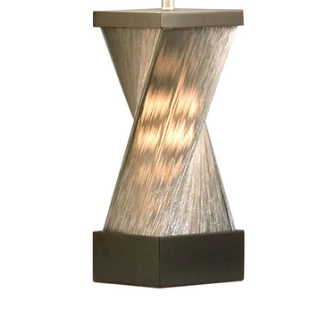 Nova of California Torque Accent Table Lamp 24 Espresso Wood Satin Nickel Hand Knotted Silvered Strings Linen Shade