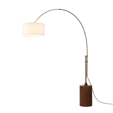 Nova Tambo Adjustable Arc Lamp in White shade, Weathered Brass body, Dark Walnut base, photo 5