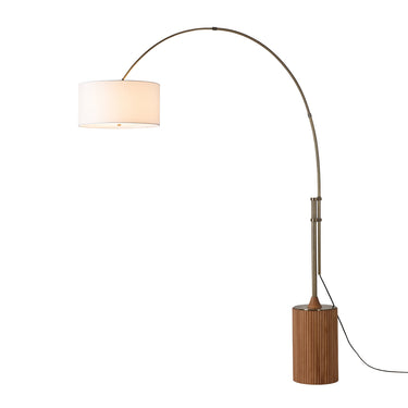 Nova Tambo Adjustable Arc Lamp in White shade, Weathered Brass body, Natural Ash base, photo 6