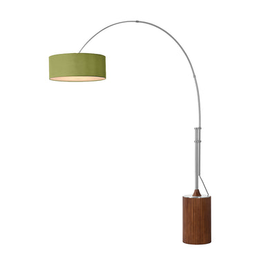 Nova Tambo Adjustable Arc Lamp in Avocado shade, Satin Nickel body, Dark Walnut base, photo 7