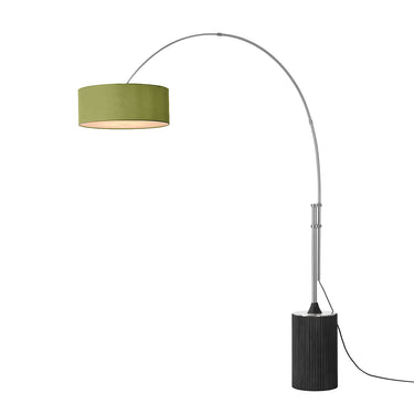 Nova Tambo Adjustable Arc Lamp in Avocado shade, Satin Nickel body, Black Oak base, photo 2