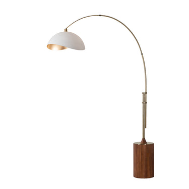 Nova Tambo Luna Bella Adjustable 1-Light Arc Lamp in White/Gold shade, Weathered Brass body, Dark Walnut base, photo 7