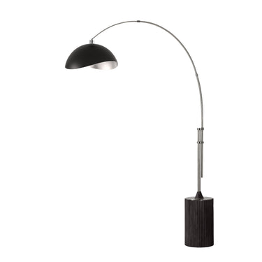 Nova Tambo Luna Bella Adjustable 1-Light Arc Lamp in Matte Black/Silver shade, Satin Nickel body, Black Oak base, photo 5