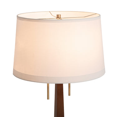 Nova of California Taper Table Lamp Dark Walnut Wood White Linen Shade