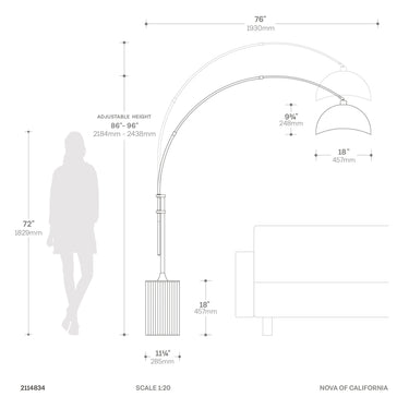 Nova Tambo Luna Bella Adjustable 1-Light Arc Lamp, photo 4