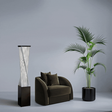 Nova of California Torque Accent Floor Lamp 54 Tall Base Espresso Wood Silver Strings