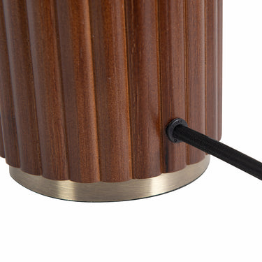 Nova of California Tambo Table Lamp Dark Walnut Wood Weathered Brass White Linen Shade
