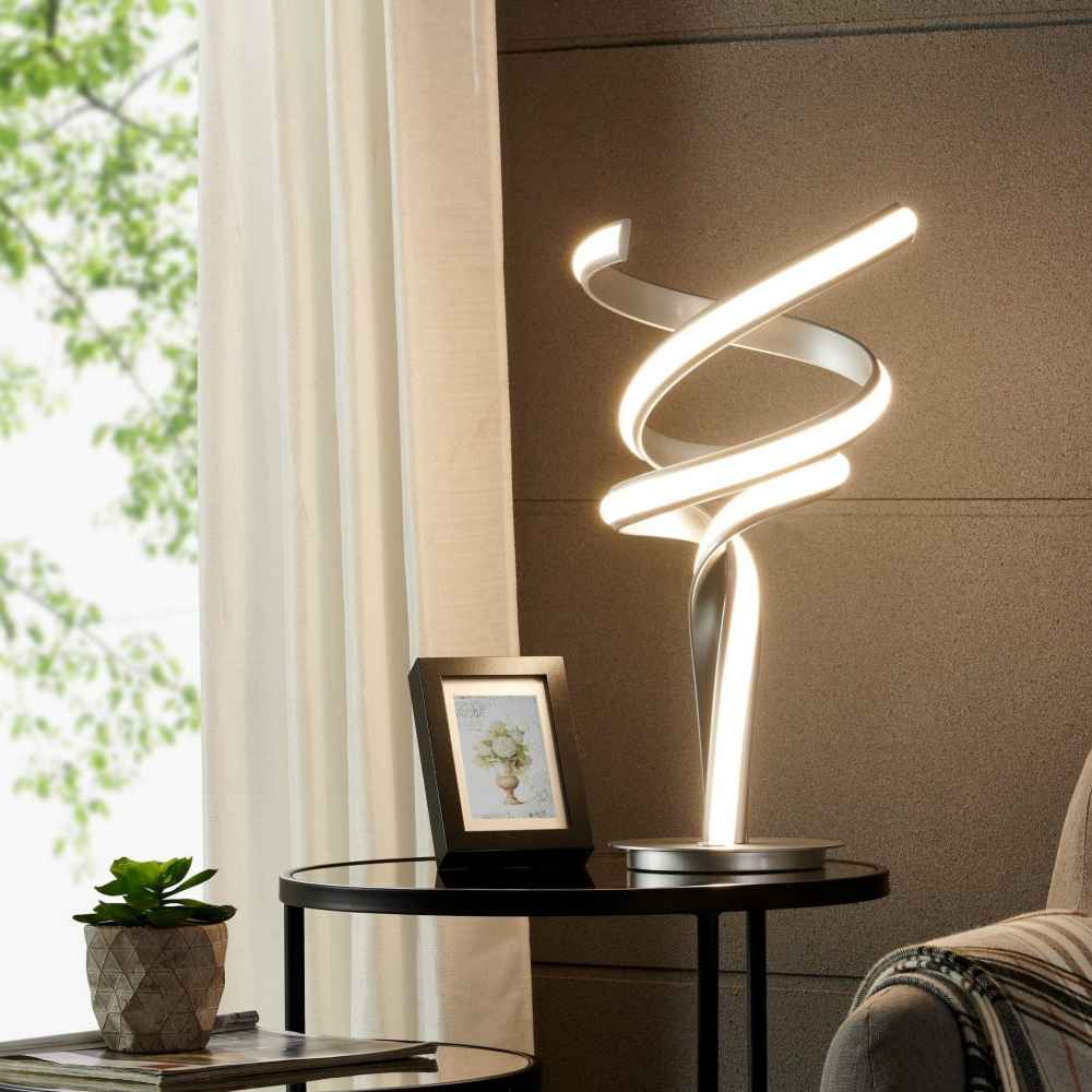 Finesse Decor Munich Silver Table Lamp - LED Strip and Touch Dimmer