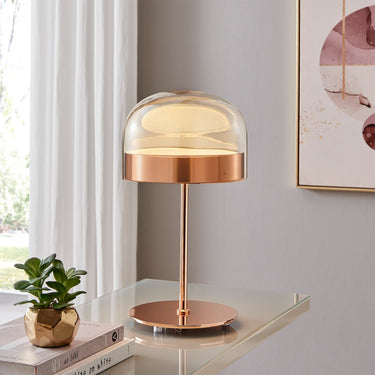 Finesse Decor Iron and Champagne Glass Table Lamp Rose Gold