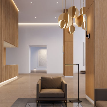 odern Brass Pendant Light for Kitchen Island | Bau 18" by Visual Comfort | Office or Hotel Lobby Lighting