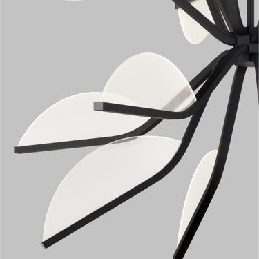 Sean Lavin's Belterra 38" Globe Chandelier in Matte Black: Petal-Shaped LED Light Guides