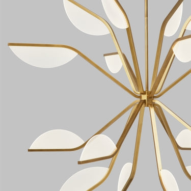 Lotus Flower Inspired Chandelier, Belterra 43 Inch, Natural Brass Finish